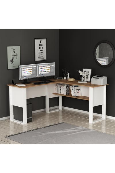 Betroya Randi Çalışma Masası - Beyaz / Kemençe