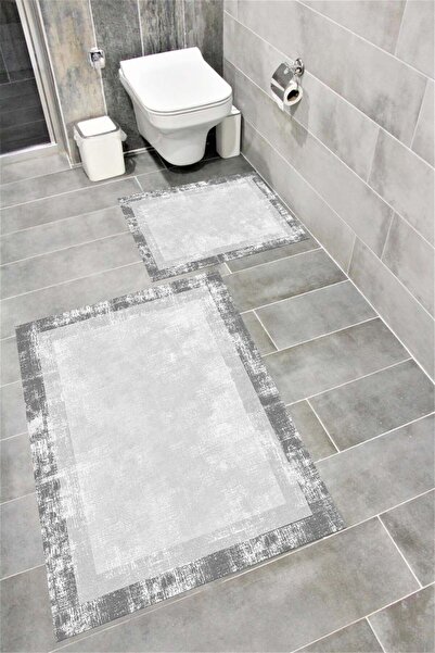 Bordo Halı مجموعة سجادة حمام مزخرفة ماصة للماء وناعمة وغير قابلة للانزلاق ومم...