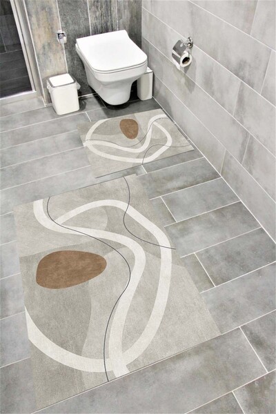 Bordo Halı Set de covorașe decorative lavabile pentru baie, cu absorbție de a...