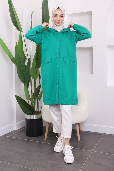 İmajButik Πράσινο καπάκι κουκούλας με δύο κλωστές