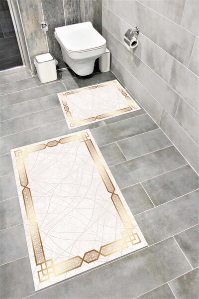 Bordo Halı Set de covorașe de baie decorative lavabile, cu bază moale, anti-a...