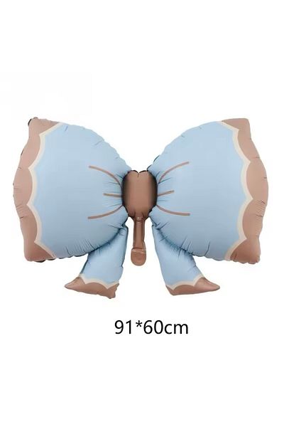 Deniz Party Store Retro Blue Bow Ribbon Foil Balloon 91X60 cm