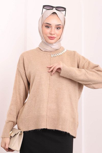İmajButik Πλεκτό πουλόβερ με γιακά μπισκότου Stone Shardon