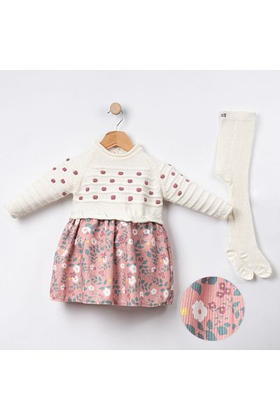 Necix's Baby Girl Dress with Knitwear Vest