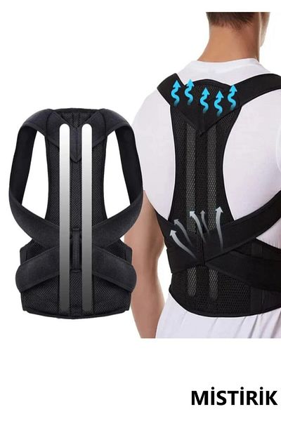 MİSTİRİK Pulsano Model Double Underwire Vertical Posture and Anti-Humpback Corset Black Color