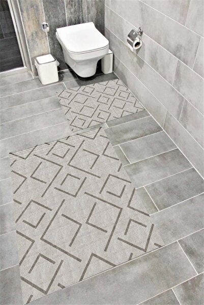 Bordo Halı Set de covorașe de baie decorative lavabile, cu bază moale, anti-a...