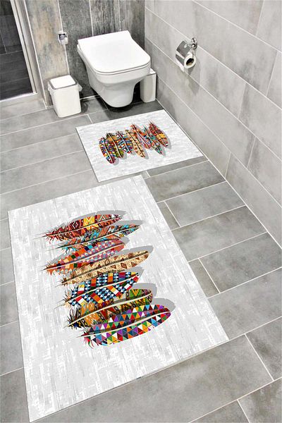 Bordo Halı Water Absorbent Soft Non-Slip Base Sponge Filling Washable Decorative Bath Mat Doruk