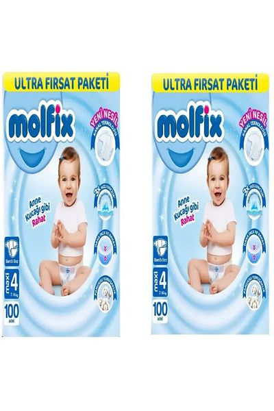 Molfix Molfi̇x Number 4 100 Ultra Opportunity Package Baby Diaper (2Pack)