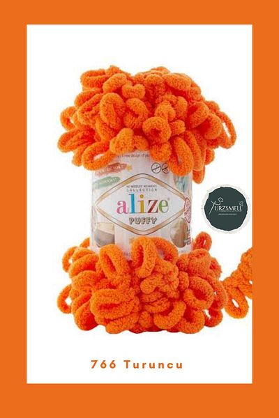 Alize خيط محبوك يدويًا منتفخ بعقدة كبيرة (مفردة) - 100 غرام. 9 جبل. حبل الإصبع، حبل البطانية 766 برتقالي