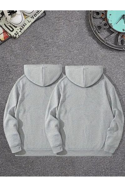 Karatopak Pachet de 2 hanorace unisex supradimensionate cu glugă, imprimate cu inimă și săgeți, speciale pentru cupluri