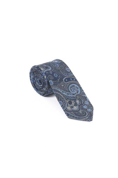 Brianze Navy Blue Shawl Motif Pattern Tie Handkerchief Set