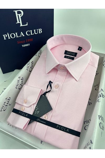 Piola Club Ανδρικό πουκάμισο Pink Slim Fit