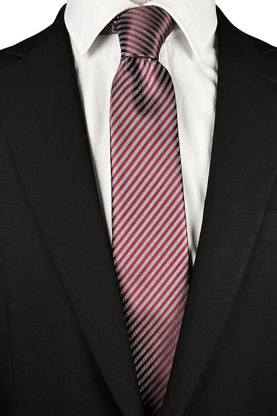 1001 Kravat Red Striped 7 cm Wide Thin Tie Men