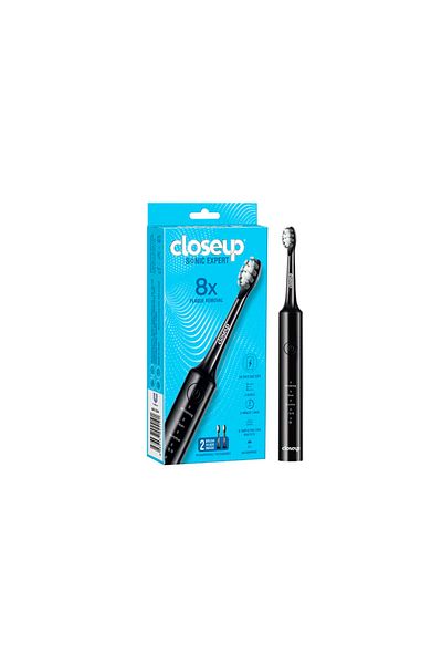 Closeup Sonic Expert Black Rechargeable Toothbrush, Whitens And Cleans, Suitable For Sensitive Teeth