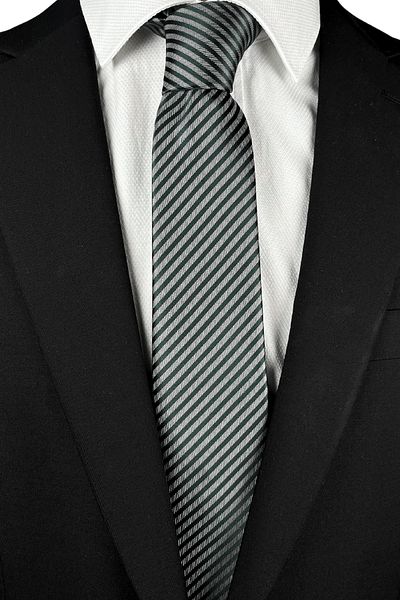 1001 Kravat 7 cm Wide Green Striped Thin Tie