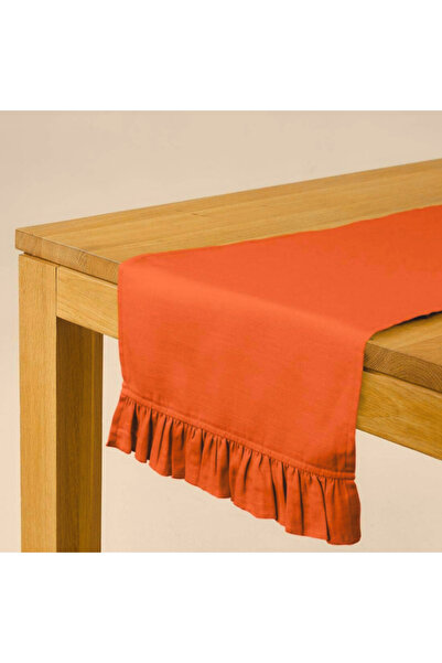 Bc Home Turuncu Fırfırlı Runner 40 x 140 cm Yumuşak Tuşeli ,Kadife Görünümlü, Bohem, İskandinav, Yılbaşı