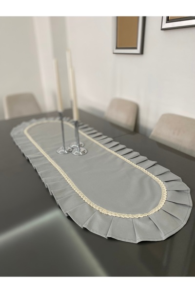 Parla Life Duck Keten Fırfırlı Fransız Güpürlü Runner 40x120 cm (özel ölçü yapılır)