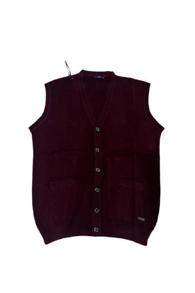 Soylu Triko Comfortable Fit Solid Color Button Quality Knitting Vest