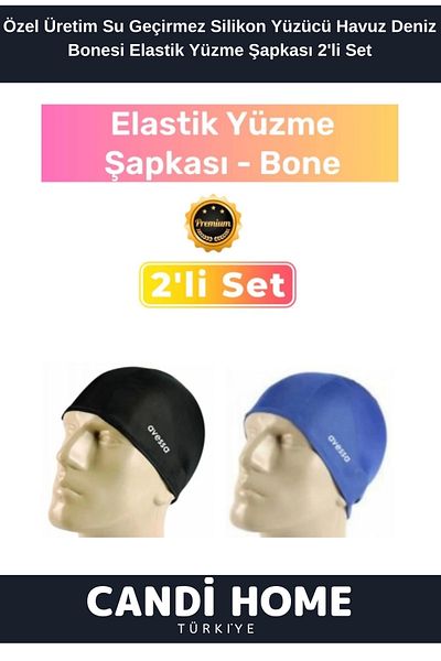 HOBİ CONDİ Premium Special Series - Waterproof Silicone Swim and Elastic Swimming Cap Set of 2