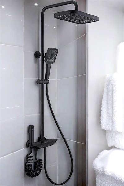 Spech Power Robot Duş Seti Siyah Piyano  Tuşlu Duş Seti 4 Tuşlu Bataryalı Set