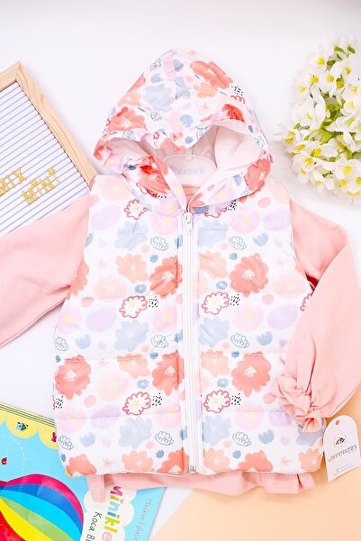 VİTRİNMİXMİNİ طقم سترة سميكة وبلوزة بنمط الأزهار للفتيات - قطعتين