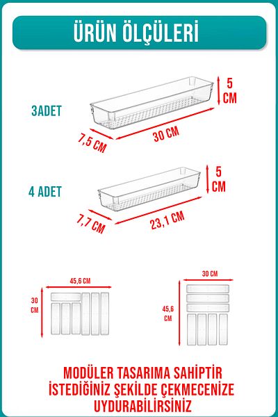 FİTHOME 7 Pieces Modular Kitchen Cutlery and Drawer Organizer Set