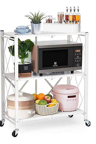 ALMUFARREJ 3-Shelf Metal Wire Multi-Shelf Foldable Storage Rack for Garage/Kitchen/Home/Closet, White