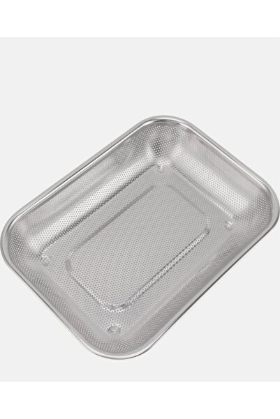 stilsenin34 Rectangular Stainless Steel Strainer Pasta Strainer Fruit Vegetable Strainer Steel Colander 30 cm