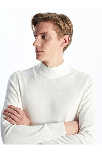 LC Waikiki Pulover pentru bărbați cu mânecă lungă, jumătate de gât, ecru