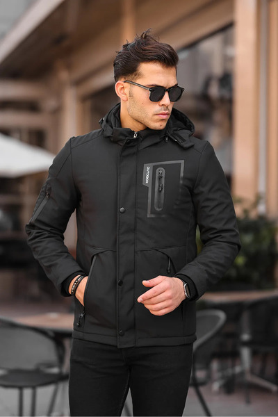 FEEL STYLE Palton softshell de iarnă pentru bărbați - umplut cu fibre de blană pe interior