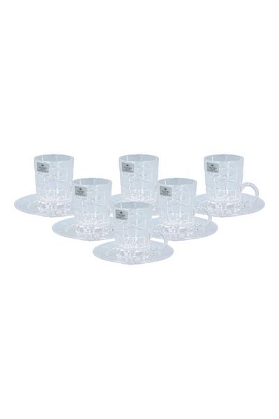 Solitaire Crystal 12-Piece Square Trudeau Turkish Cup and Saucer Set