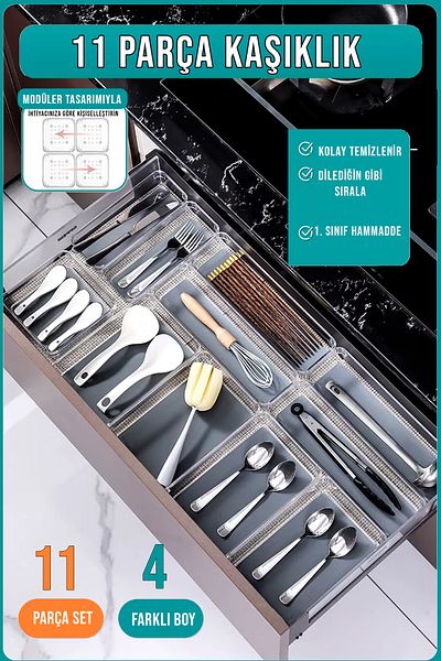 FİTHOME Set of 11 Spoon Holder and Drawer Organizer Modular Organizer