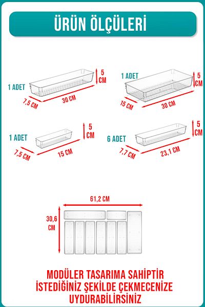 FİTHOME 9-Piece Modular Spoon and Scoop Organizer Organizer Can Be Used in Two Drawers