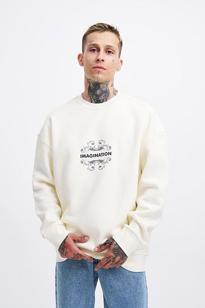 Machinist Ανδρικό φούτερ με στάμπα Renaissance Oversize εκρού
