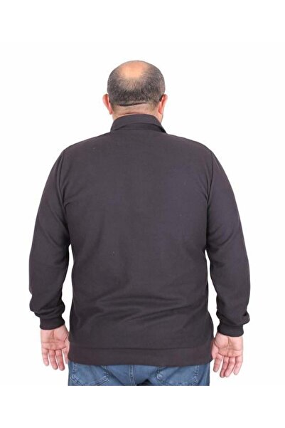 Starbattal Erkek Büyük Beden Polo Yaka Sweat Flota Cep 24407 SIYAH
