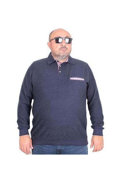 Starbattal Ανδρικό φούτερ με λαιμόκοψη μεγάλου μεγέθους - Floata Pocket 24407 NAVY BLUE