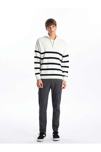 LC Waikiki Stand Collar Long Sleeve Striped Men's Knitwear Sweater - W4Ht91Z8