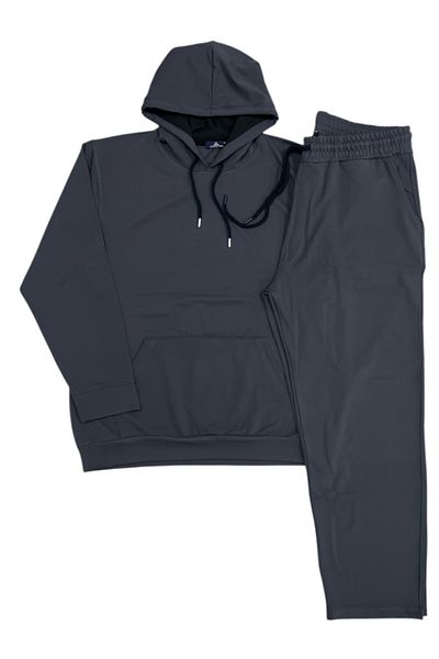 lacaton Large Size Kangaroo Pocket Tracksuit Set - Hooded