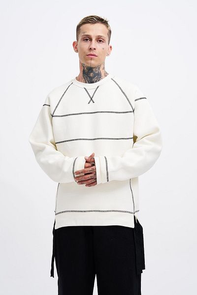 Machinist Ανδρική λεπτομέρεια ραφής Oversize φούτερ εκρού