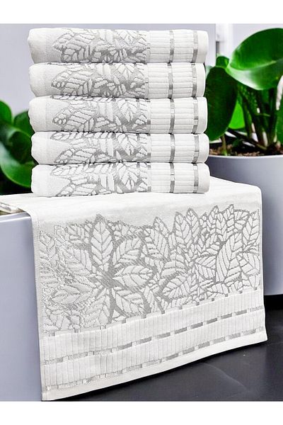 AYHANHOME Πετσέτα χεριών και προσώπου 6 LI Velvet Luxury Jacquard Dowry 50x90
