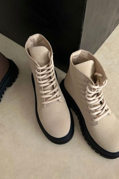 Mupa Shoes Γυναικείες Μπότες Μπεζ Suede