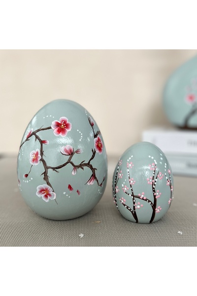 Deart İstanbul Seramik Paskalya Yumurta Seti Sakura Desenli. 15 Ve 9 Cm.