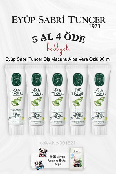 Eyüp Sabri Tuncer Toothpaste with Aloe Vera Extract - 90ml, Buy 5, Pay 4, Rosie Cotton