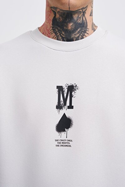 Machinist Men's The Crazy Ones Printed Oversize Gray Sweatshirt