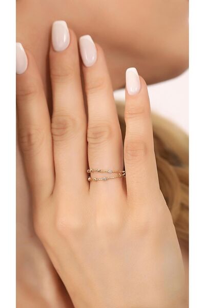 Altınkesesi 14 Ayar Altın Dorika Toplu Ikili Ince Yüzük