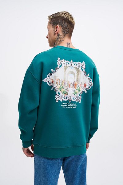 Machinist Ανδρικό φούτερ με στάμπα Renaissance Oversize Petrol Green