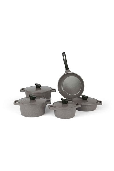 Tornado Korean Granite Cookware Set, 9 Pieces, Gray