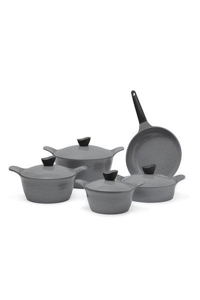 Tornado Korean Granite Cookware Set, 9 Pieces, Gray Color