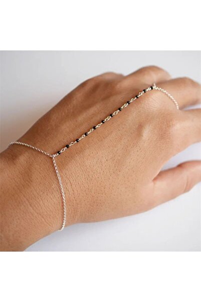 Genel Markalar Şık ve Zarif Siyah Boncuklu Zincirli Şahmeran