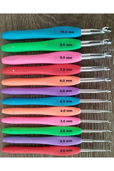 Prestij Boncuk Renkli Silikon Saplı 12 Farklı Numaralı Tığ Seti